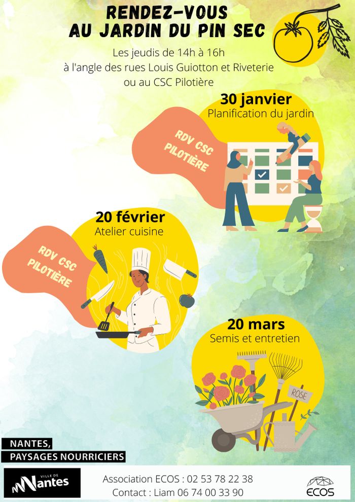 Les rendez-vous au Jardin Solidaire du PIN SEC, avec ECOS