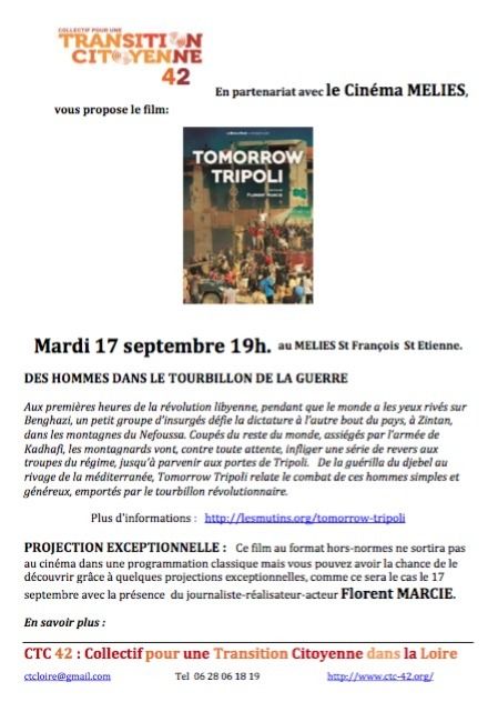 (projection-débat) TOMORROW TRIPOLI en présence du réalisateur Florent MARCIE