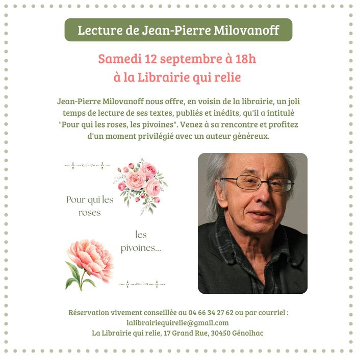 Lecture "Pour qui les roses, les pivoines"