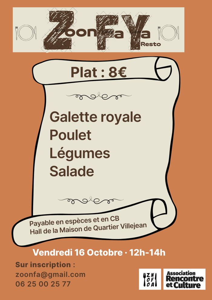 Cantine Zoonfa’Ya : Repas les vendredis midis