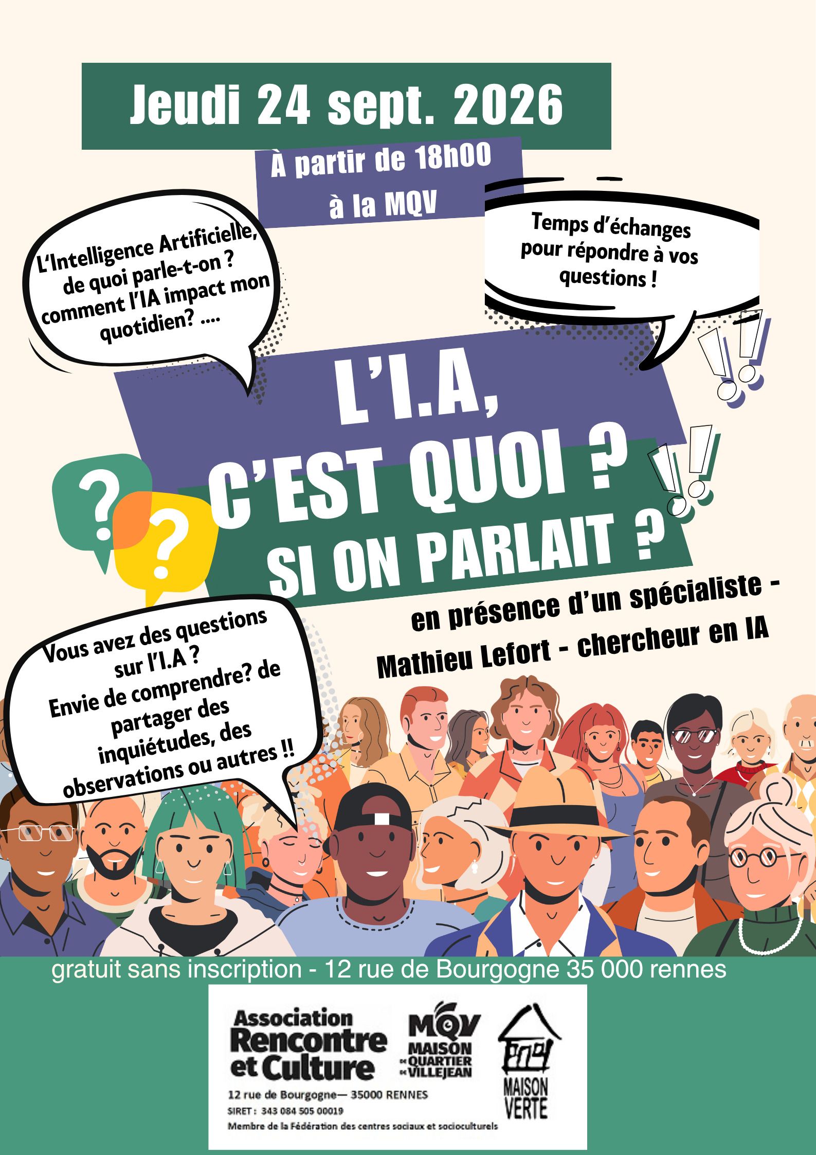 Pour permettre à chacun-e de poser ses questions, nous proposons un temps d'échanges sur l'IA