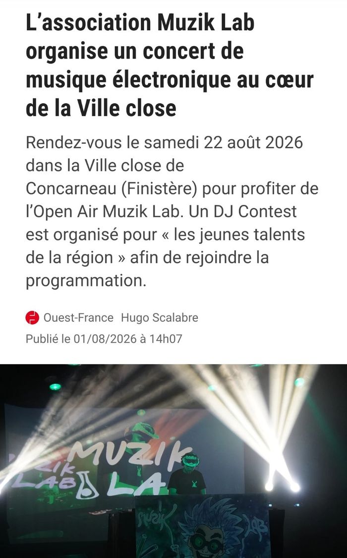 Affiche — Open Air Muzik Lab - Concert de musique électronique et DJ Contest