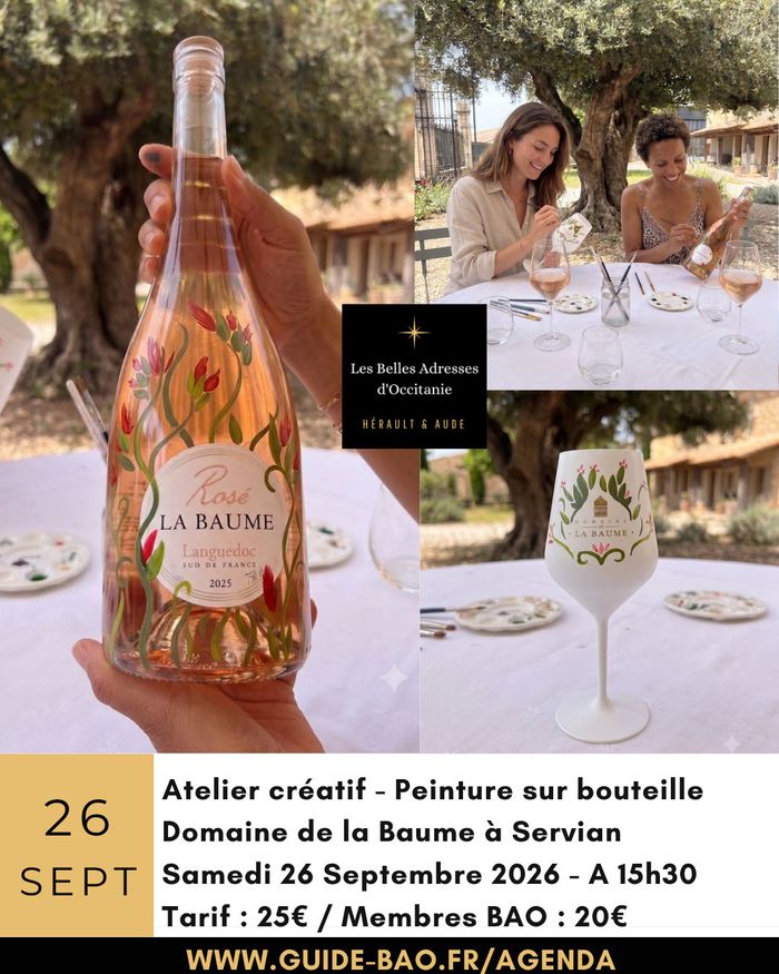 Atelier peinture sur bouteille / Domaine de la Baume à Servian