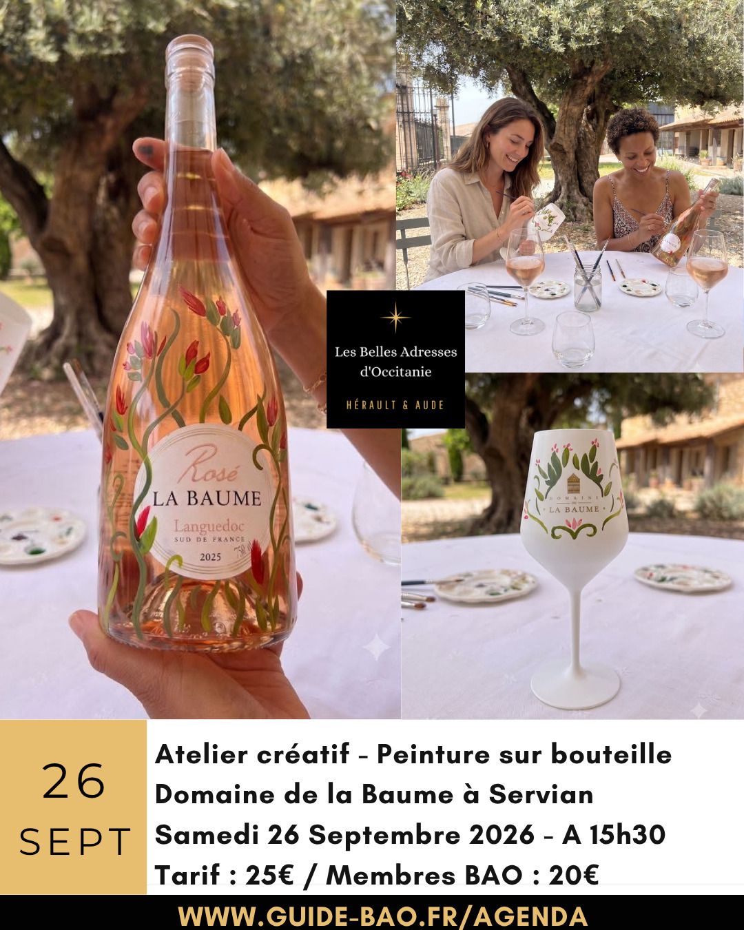 Atelier peinture sur bouteille / Domaine de la Baume à Servian