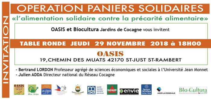 (rencontre-débat)  L’alimentation solidaire contre la précarité alimentaire , avec   Bertrand LORDON et Julien ADDA