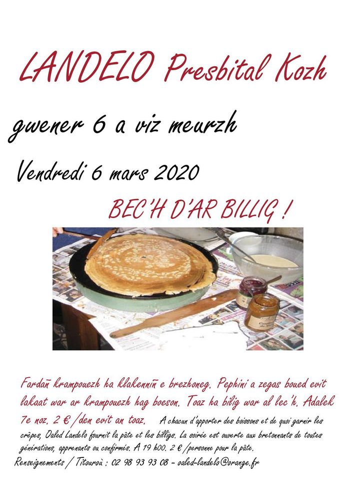 Bec'h d'ar billig (repas crêpes en breton) à Landeleau