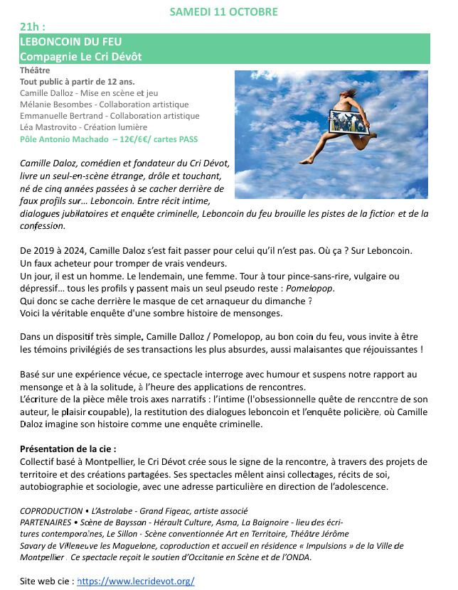 Vendanges d'Octobre - Théâtre Leboncoin du feu par la Cie Dévôt
