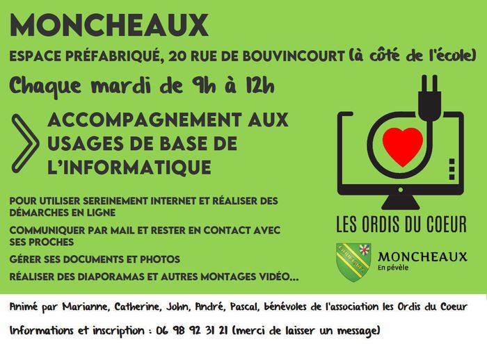 Tous les mardis, Rendez-vous d'entraide informatique à Moncheaux