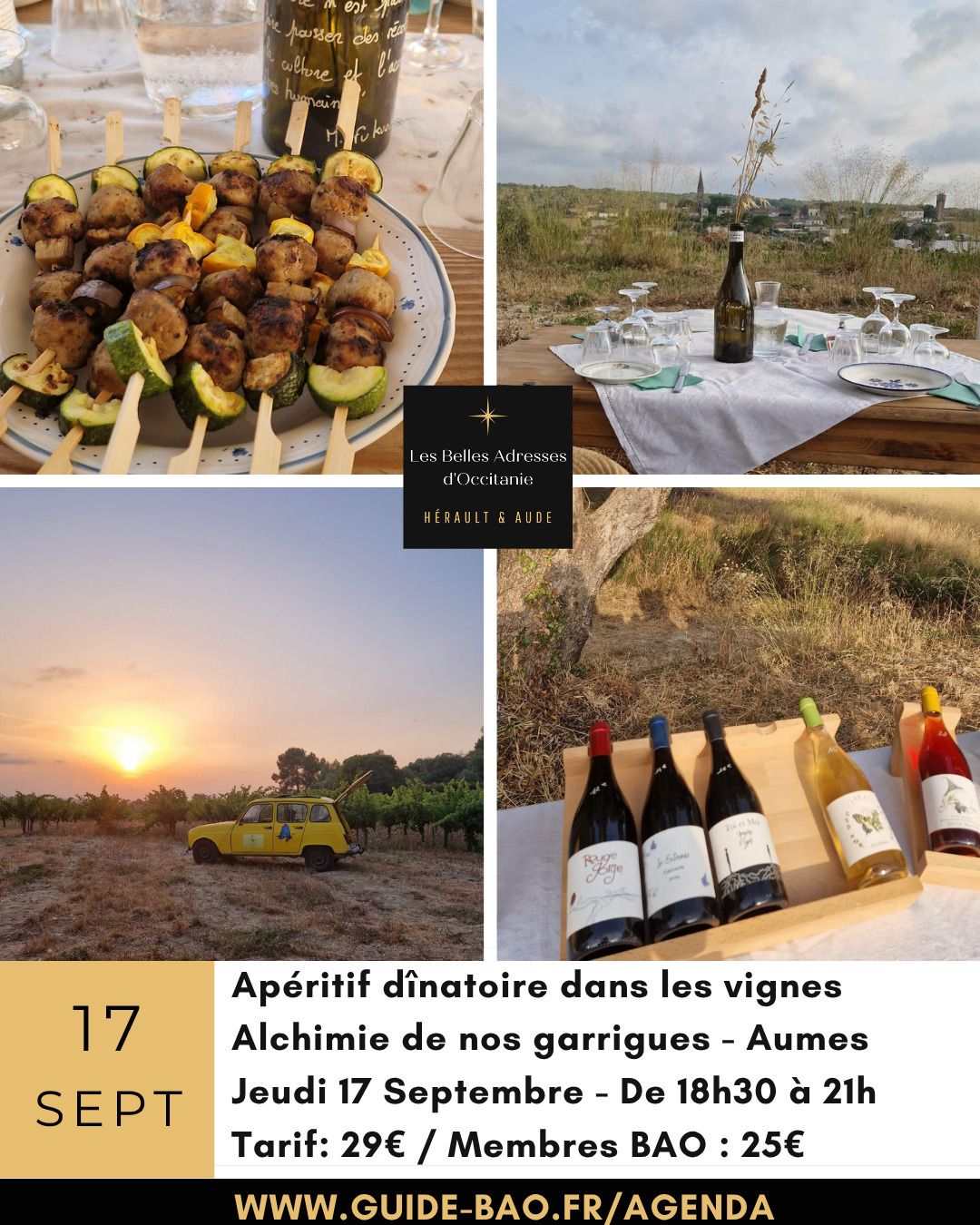 Apéritif dînatoire au milieu des vignes à Aumes / Pézenas