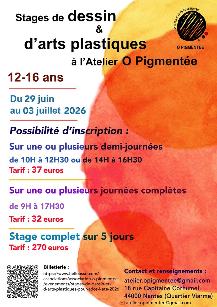 Stages de dessin et d'arts plastiques pour ados / l'été 2026