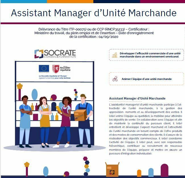 Réunion d'information collective pour la formation d'assistant manager d'unité marchande.