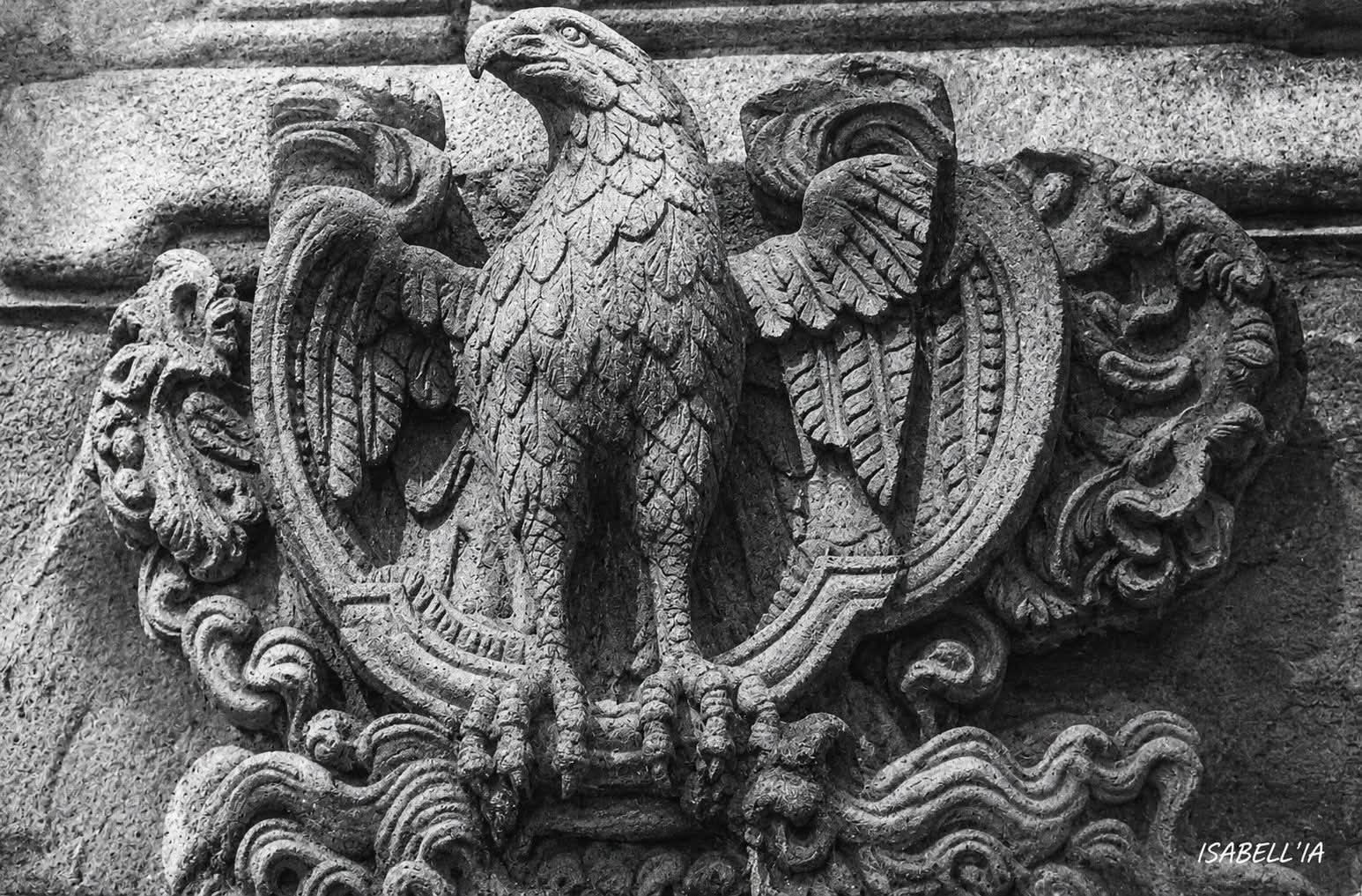 Sculpture en direct de la tête de l'aigle disparue