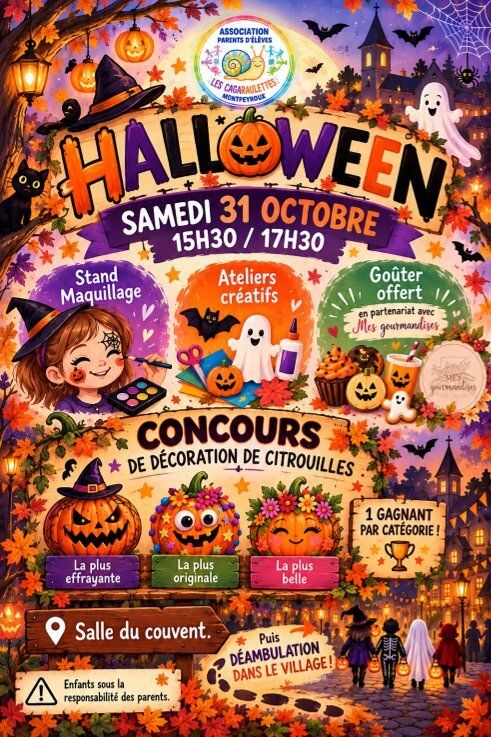 🎃 Halloween à Montpeyroux : ateliers, concours de citrouilles et déambulation !