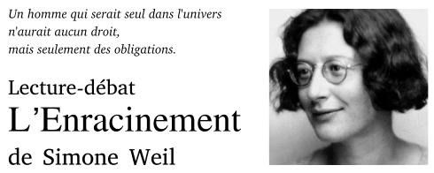 [Atelier lecture] "L'enracinement" de Simone Weil (la philosophe)