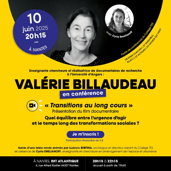 Projection du documentaire "Transitions au long cours" suivie d'une table ronde avec Valérie Billaudeau et Cyria Emelianoff