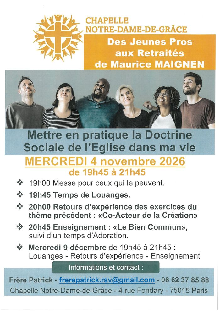 Young Professionals to Retirees Training at ND de Grâce de Grenelle 75015 on 04/11/2026