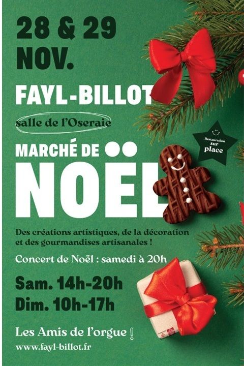 Affiche de Marché de Noël des amis de l'orgue de Fayl-Billot à l'Oseraie