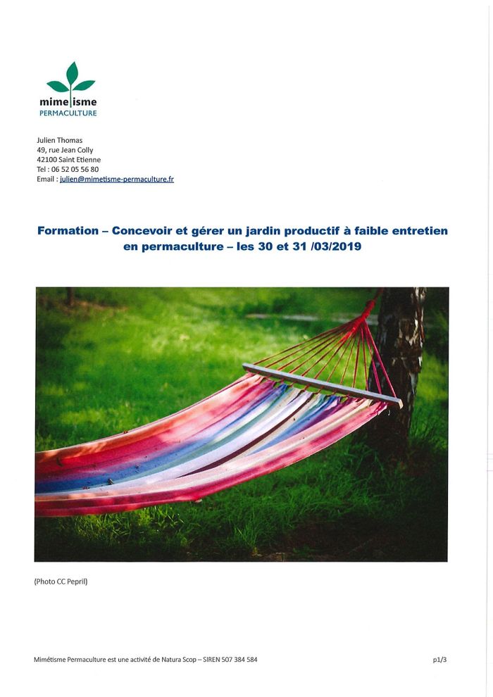 (Formation)   Concevoir et gérer un jardin productif à faible entretien