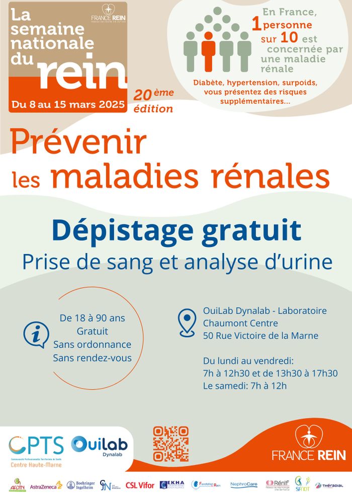 Dépistage gratuit des maladies rénales