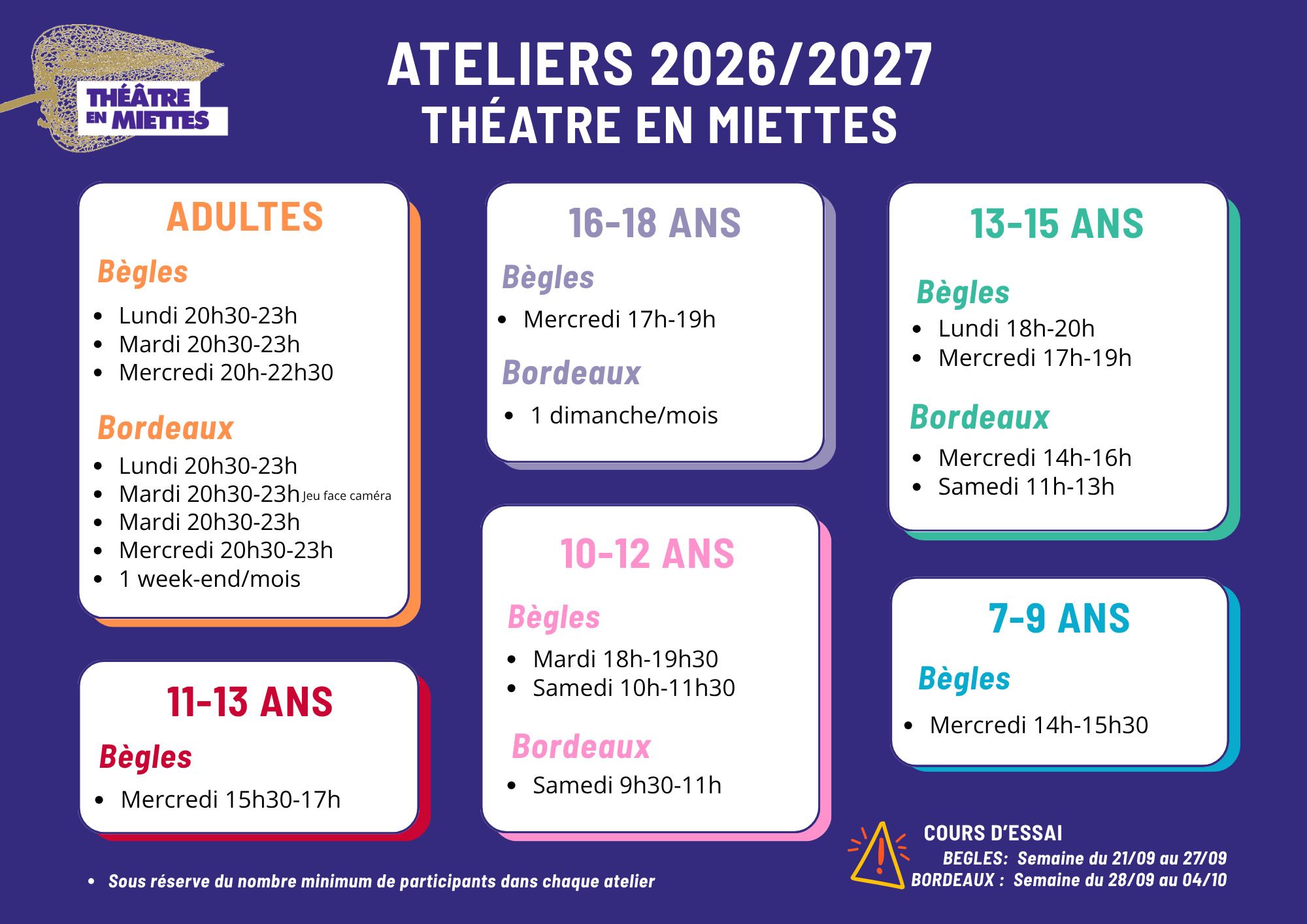 Inscription - Atelier de théâtre enfant/ado/adulte - saison 2026/2027