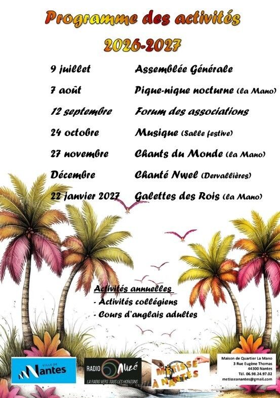 Tous les évènements FUN 2026 de l’association Métisses à Nantes