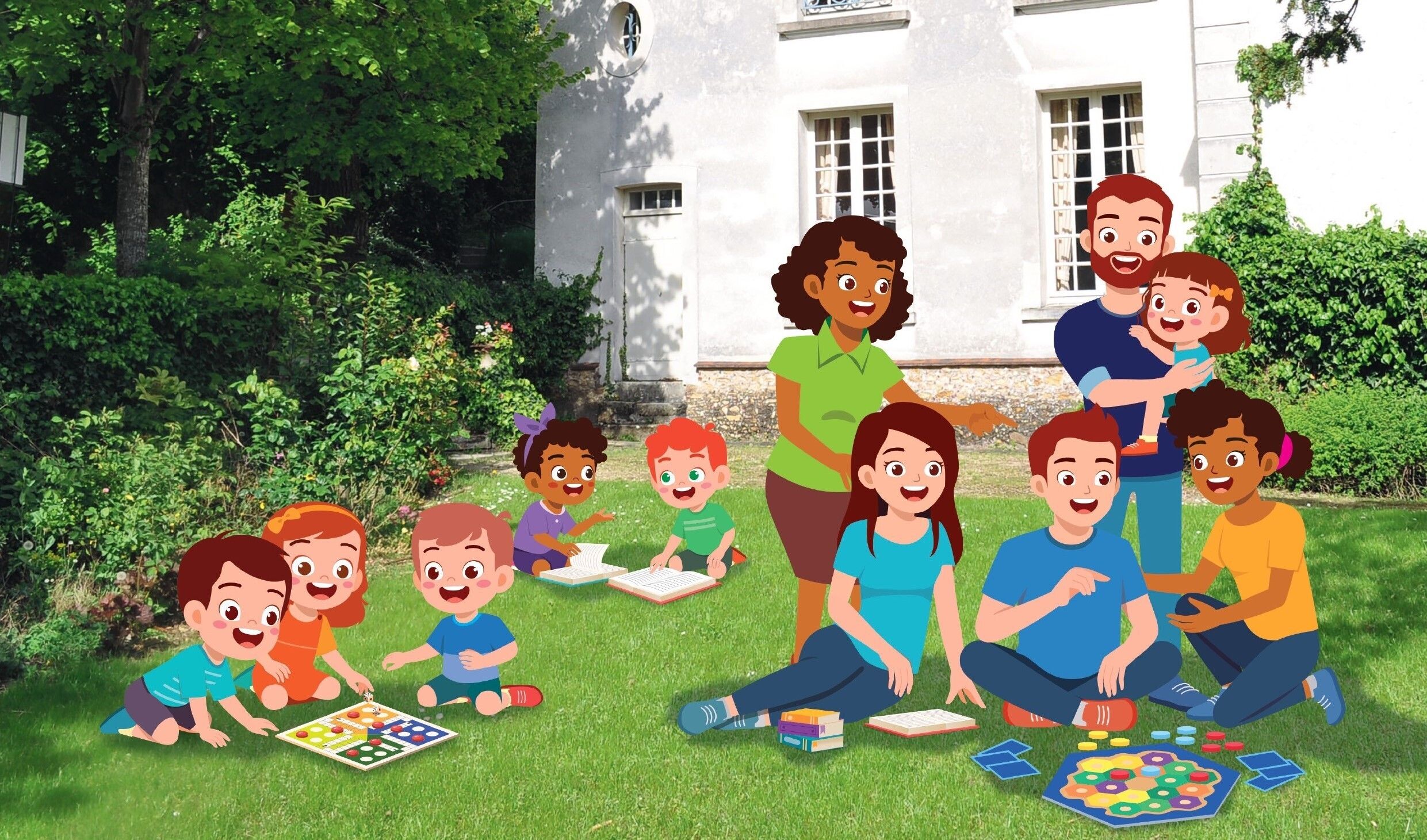 Jeux, lectures et farniente dans le jardin du Musée