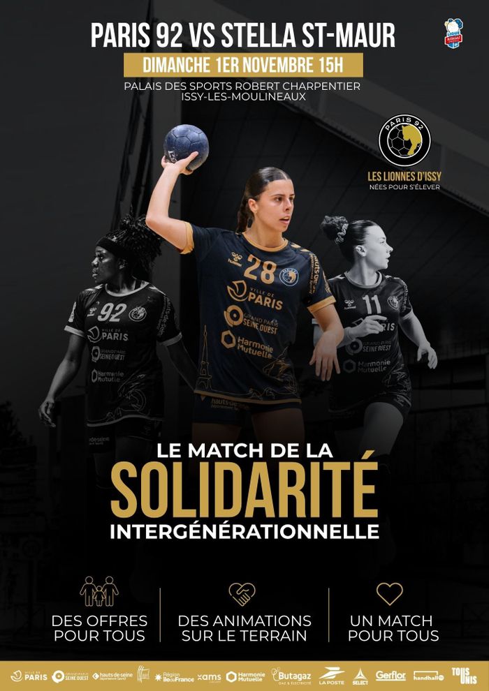 🤾 Le 1er novembre, Paris 92 vous invite à vivre un grand derby parisien placé sous le signe du partage et de la solidarité intergénérationnelle. En famille, faites vibrer les Lionnes d’Issy ! 💙