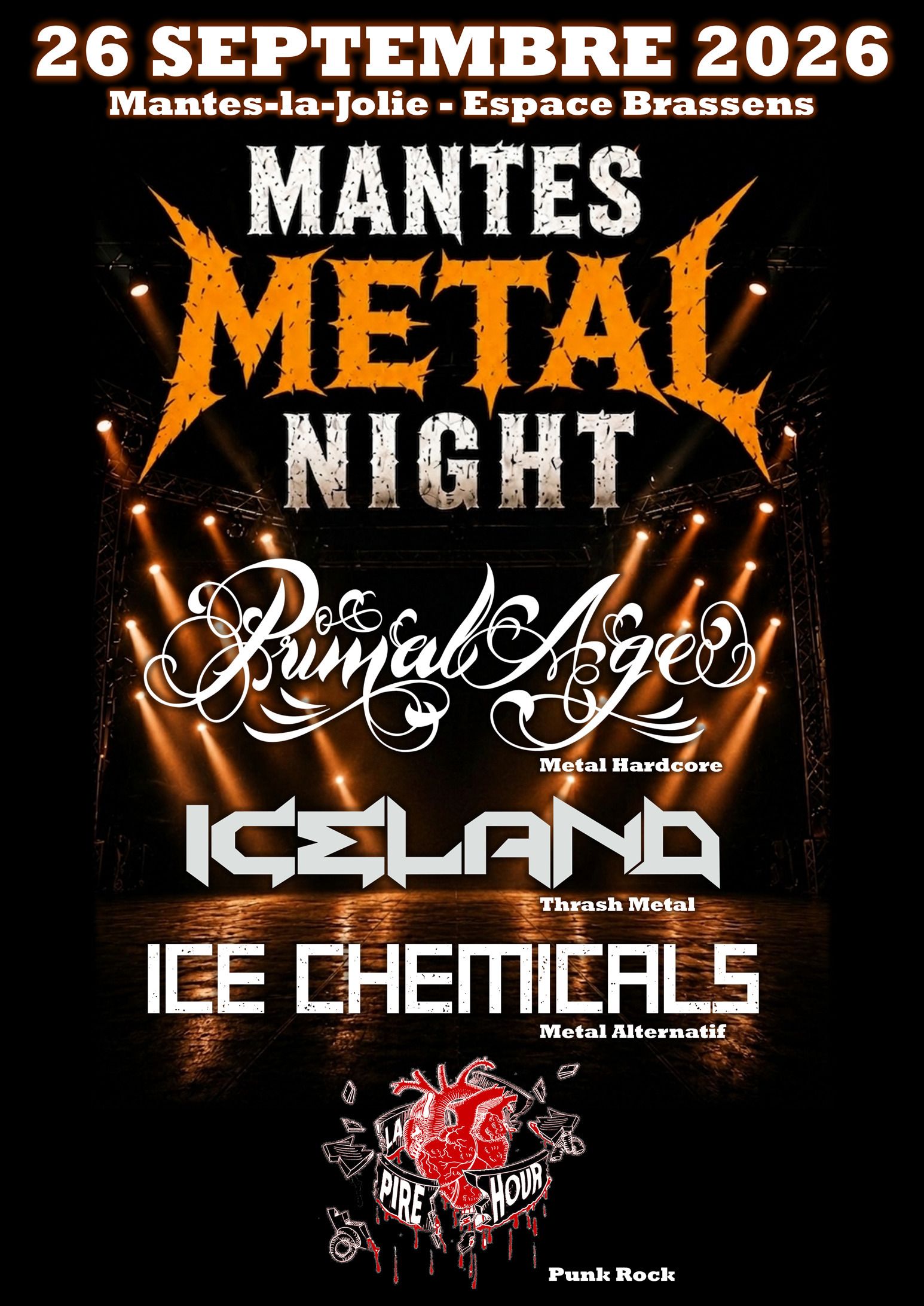 Affiche Mantes Metal Night - Primal Age + Iceland + Ice Chemicals + La Pire Hour