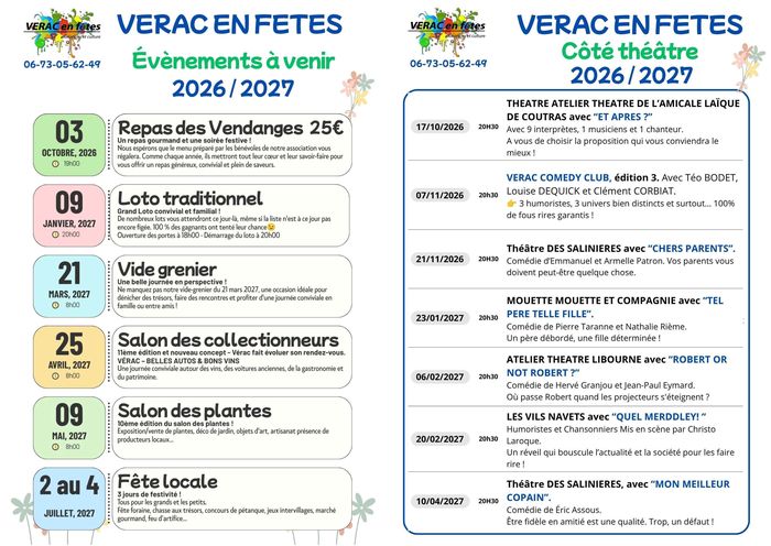 VERAC - PROGRAMME 2026-2027