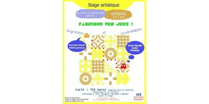 Stage artistique céramique et gravure pour enfants - Association Süper Encre