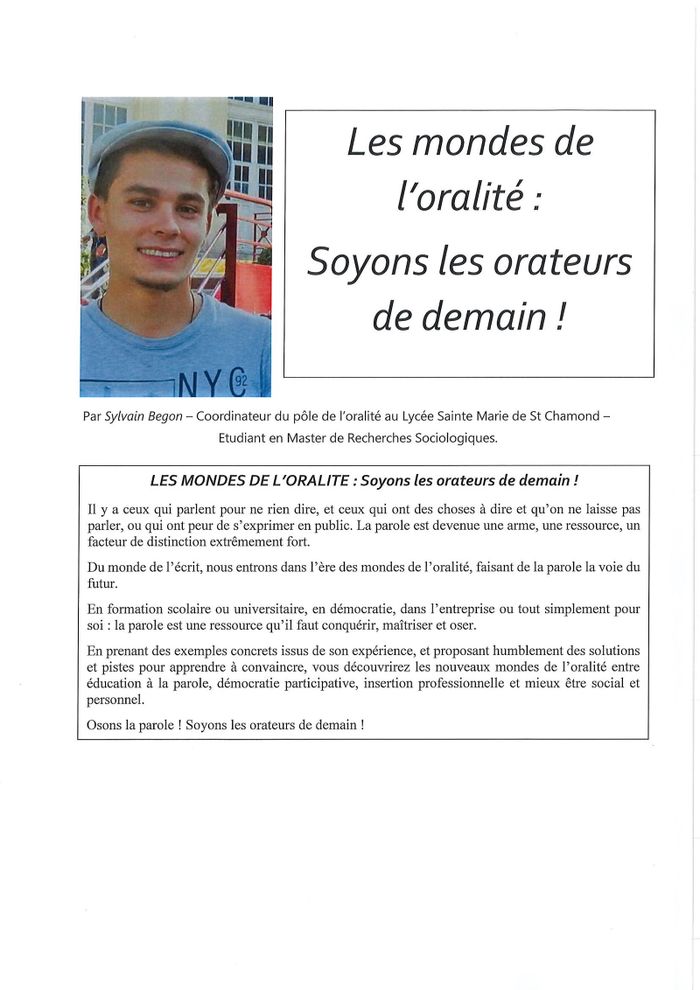 (conférence-débat) “Soyons les orateurs de demain”... avec Sylvain BEGON