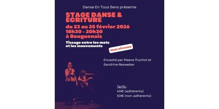 Stage de danse et écriture - Association Danse En Tout Sens