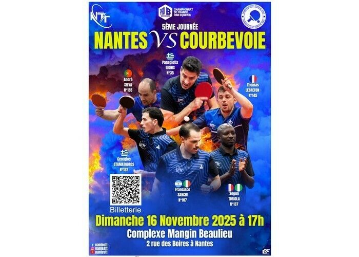 Tennis de table - Match Pro B : Nantes vs Courbevoie
