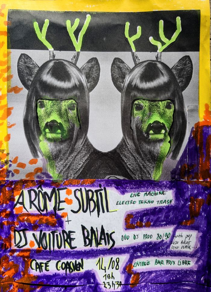 Affiche — Arôme Subtil // DJ Voiture Balais // 19h à 23h30