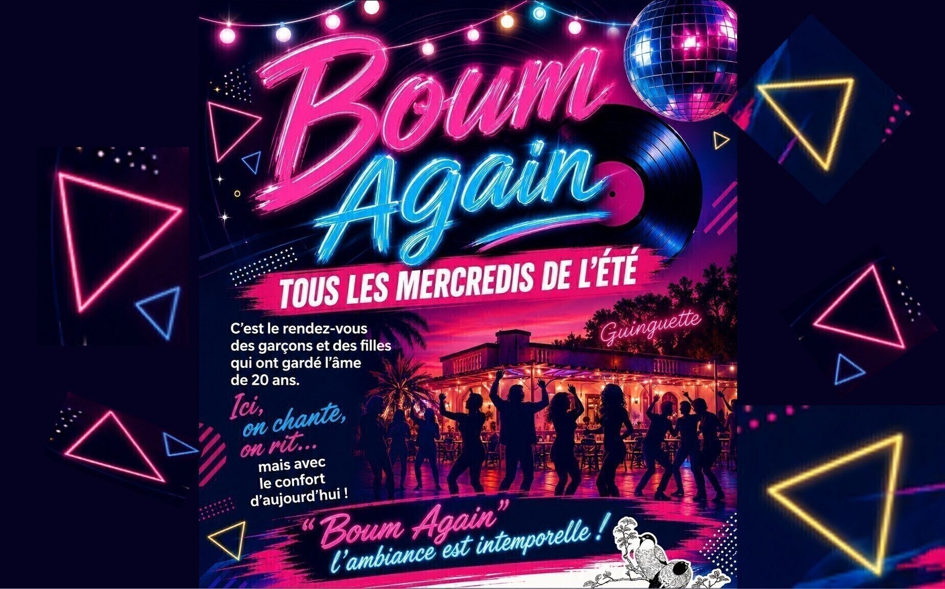 Affiche "Boum Again" Tous les mercredis de l’été