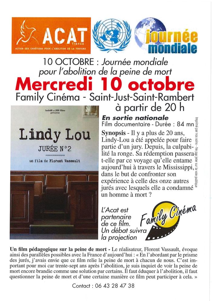 (projection-débat) LINDY LOU, film de Florent Vassault, pour la Journée Mondiale pour l'Abolition de la peine de mort
