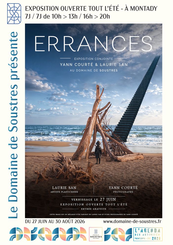Exposition ERRANCES Yann Courté & Laurie San, Domaine de Soustres, Montady