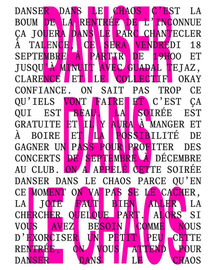 Danser dans le chaos : GUADAL TEJAZ + CLARENCE + OKAY CONFIANCE