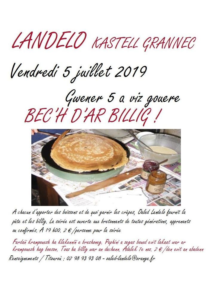 Bec'h d'ar billig (repas crêpes en breton) à Landeleau (Castel Grannec)