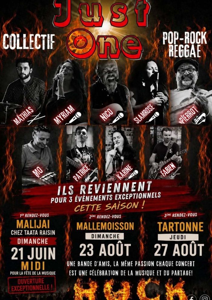 Affiche — Concert Pop Rock : Just One et grand brasero
