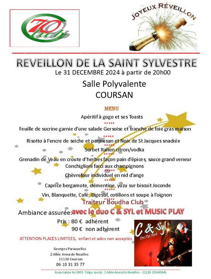 Réveillon de la Saint Sylvestre du Club 70