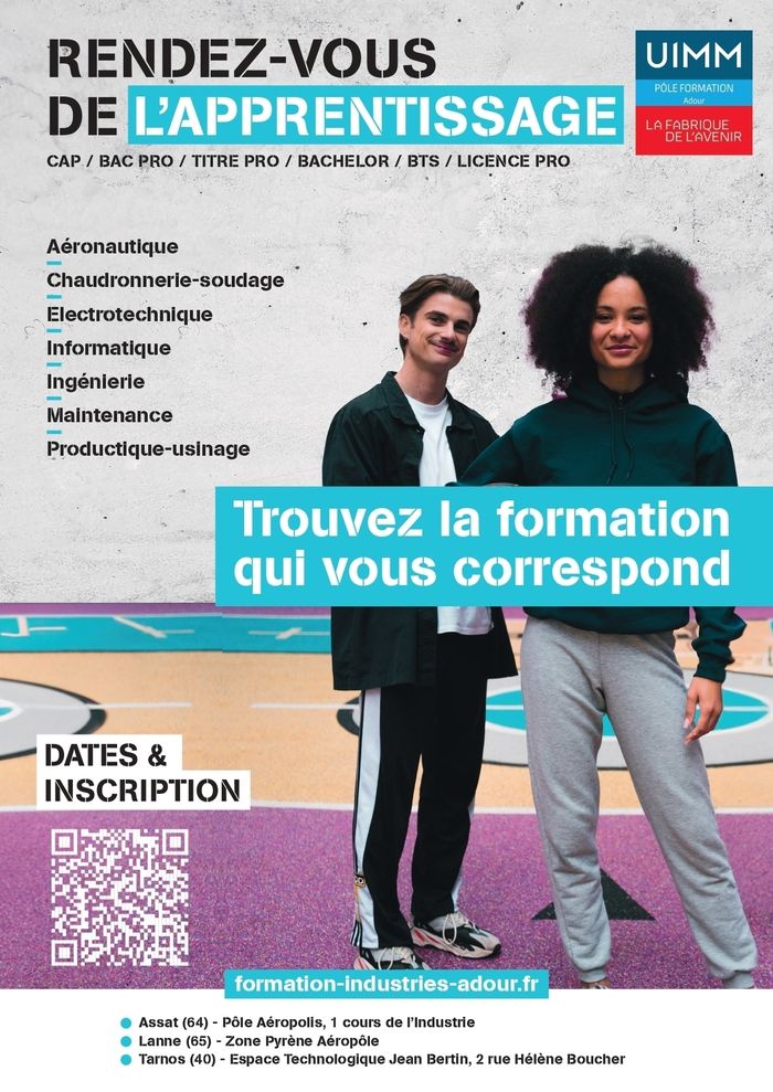 NOUVEAU ! Le Pôle Formation Adour organise un nouveau rendez-vous : consacré à l’apprentissage, pour les jeunes de 15 à 30 ans, afin d’envisager de nouveaux horizons de carrière dans l’industrie.