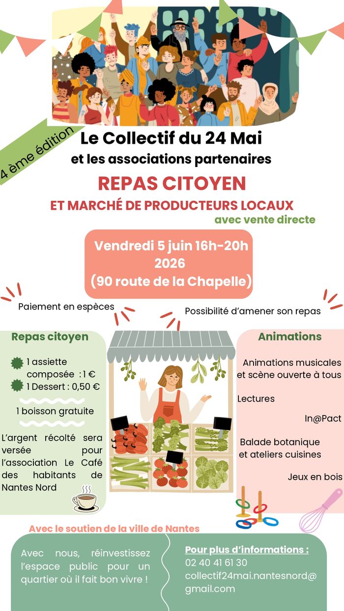 Repas partagé, animations et expérimentation d'un marché de producteurs locaux