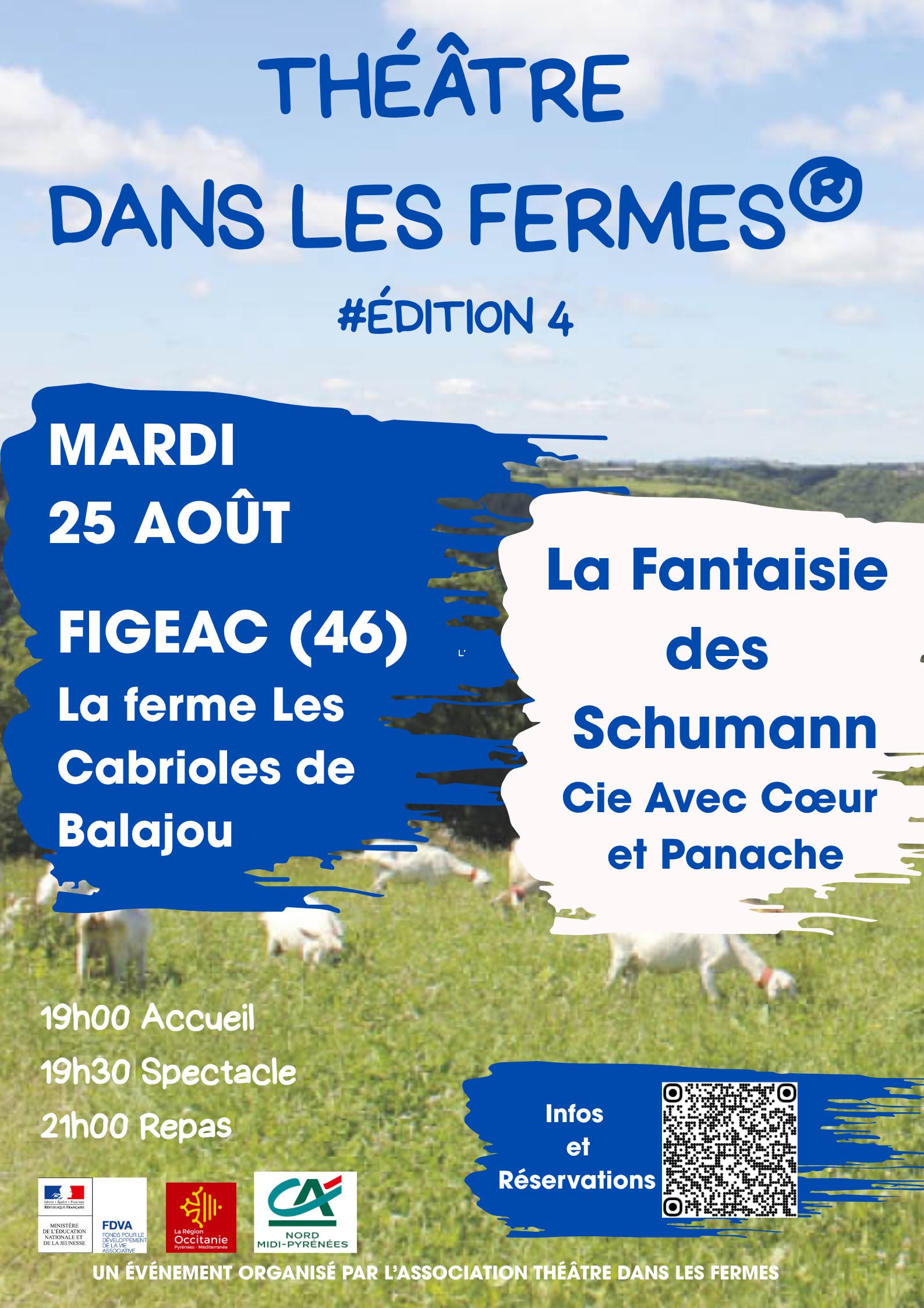 Théâtre dans les fermes aux Cabrioles de Balajou à Figeac (46) le 25 août