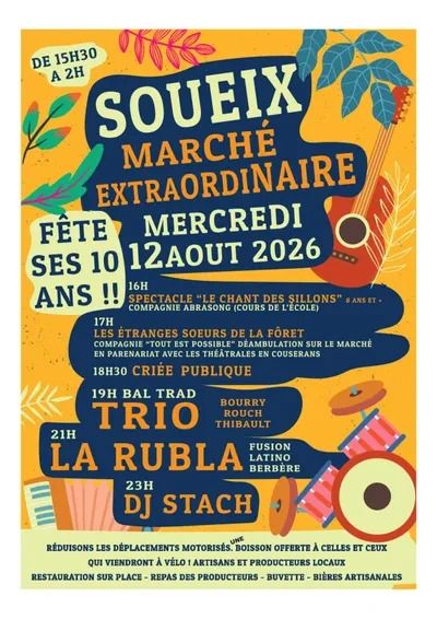 Affiche — marché extraordinaire de Soueix - bal Trio Bourry Rouch Thibaut