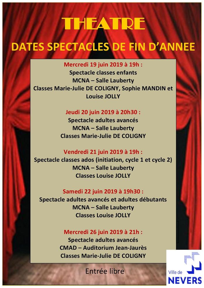 Théâtre - Spectacles de fin d'année