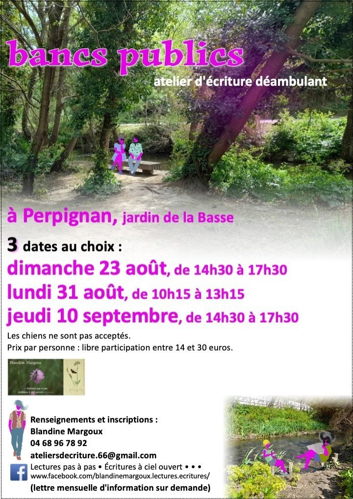 Bancs publics • Atelier d'écriture déambulant, en plein air