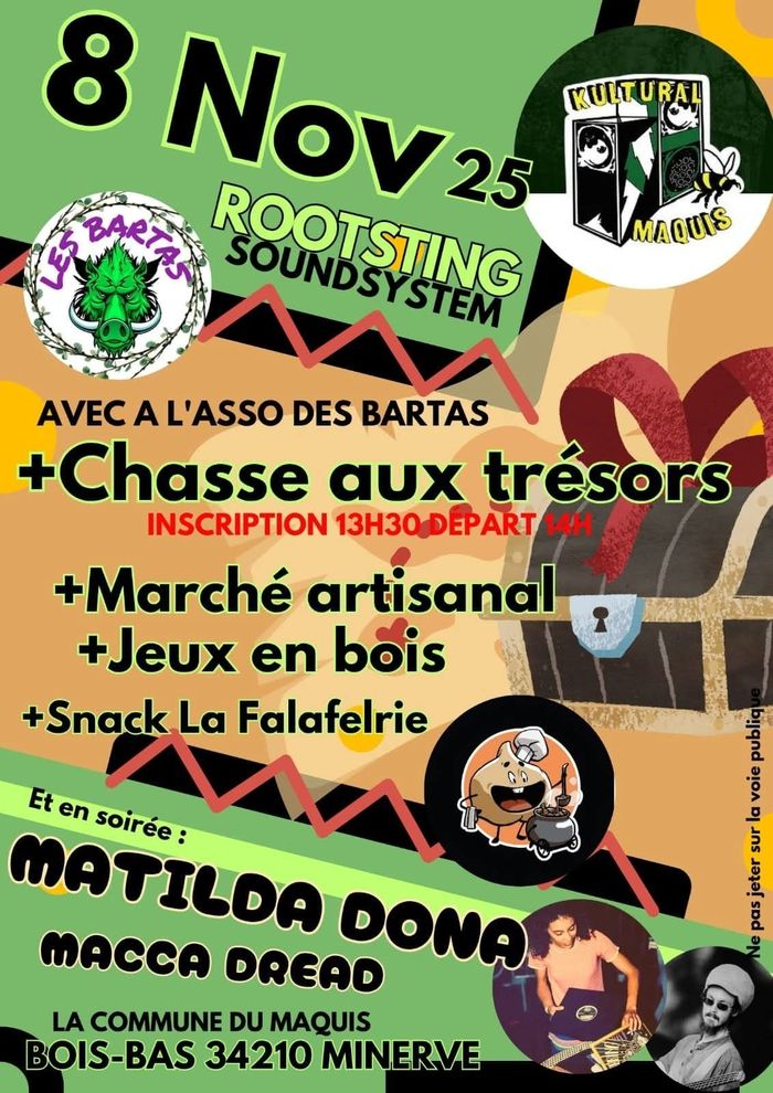 Journée famille : chasse au trésor, marché artisanal, pêche aux cadeaux et Soirée Reggae Roots Dub