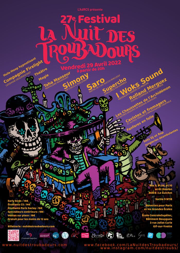 La Nuit des Troubadours, c'est un festival organisé par une vingtaine d'étudiants passionnés de musique, de concerts, de spectacles, d'arts de rue, de feu !