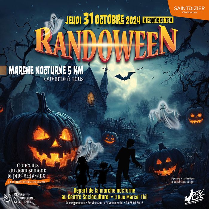 Participez à la marche nocturne de 5 km à Saint-Dizier pour célébrer Halloween. Concours du déguisement le plus effrayant et collation offerte au retour !